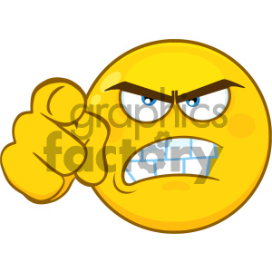 300x300 Royalty Free Rf Clipart Illustration Angry Yellow Cartoon Smiley