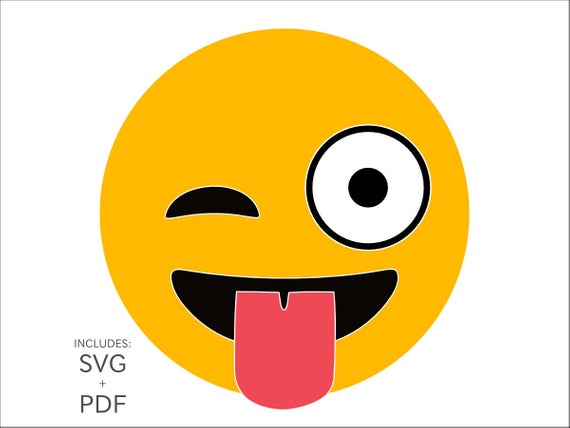 570x428 Royalty Free Winking Emoji Clipart Wink Tongue Emoticon Etsy