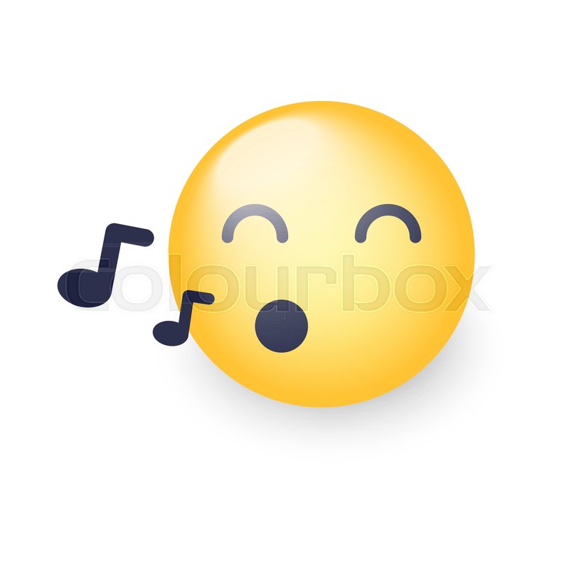 800x800 Singing Smiley Face Emoji Whistles A Stock Vector Colourbox