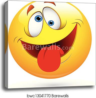 382x390 Tongue Out Funny Smiley Face Vector, Canvas Print Barewalls