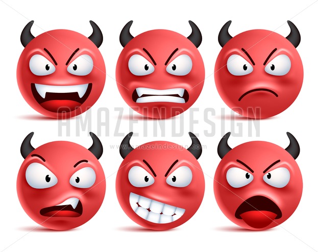 623x494 Demon Smileys Vector Set Bad Devil Smiley Face