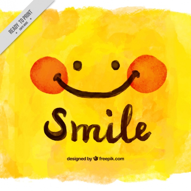 626x626 Yellow Watercolor Background With Lovely Smiley Face Vector Free