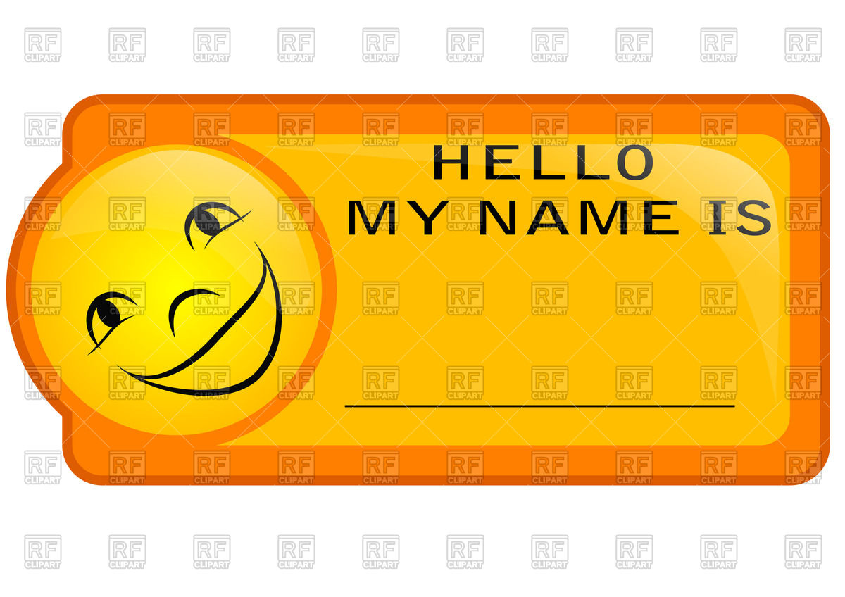 1200x848 Orange Name Tag With Smiley Vector Image Of Design Elements