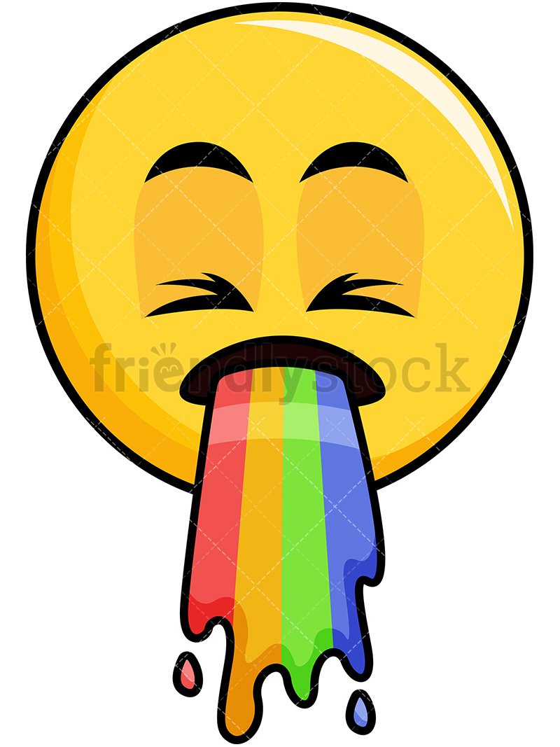 800x1067 Vomiting Rainbow Yellow Smiley Cartoon Vector Clipart
