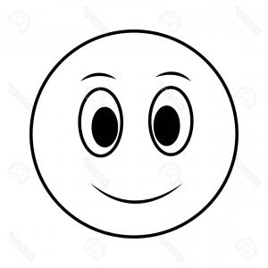 300x300 Big Smiley Emoticon Happy Face Vector Illustration Black And White