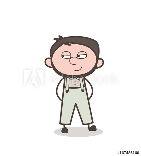 452x500 Cartoon Man Cunning Smiling Face Vector Illustration