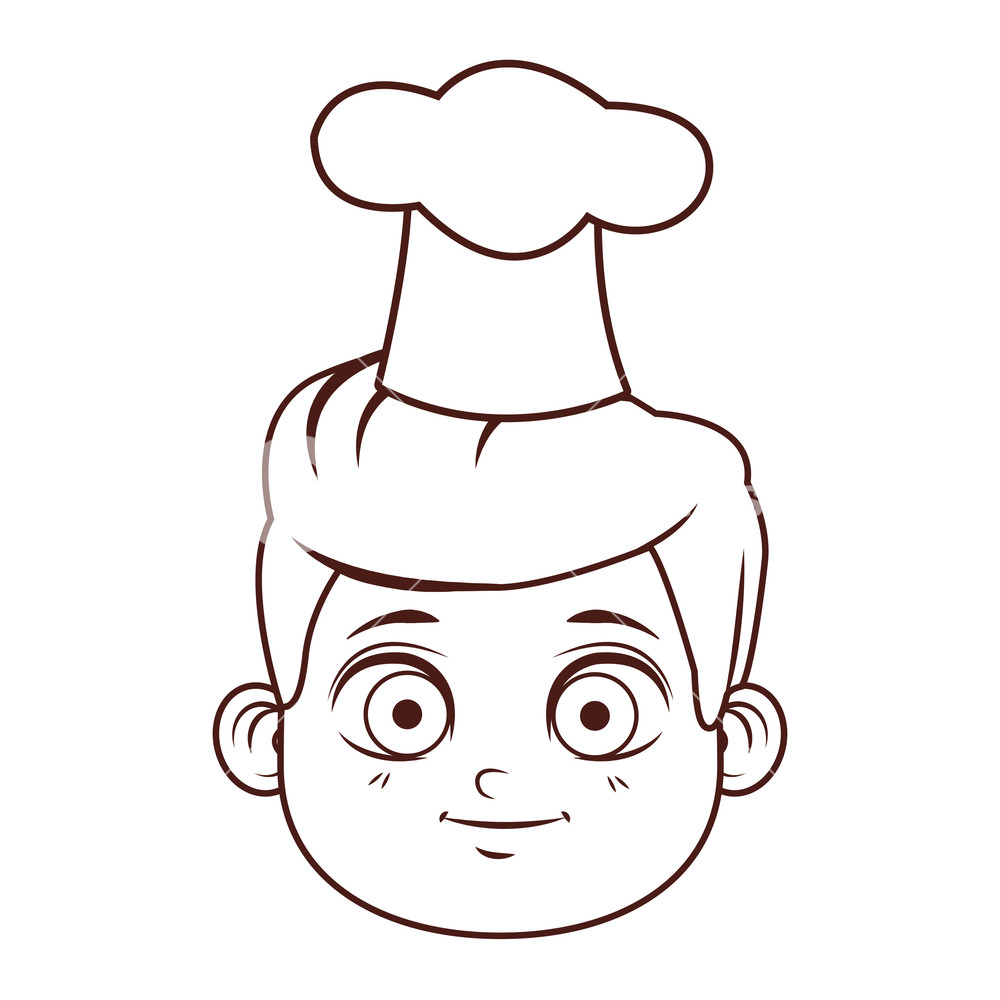 1000x1000 Chef Kid Boy With Hat Smiling Face Vector Illustration Graphic