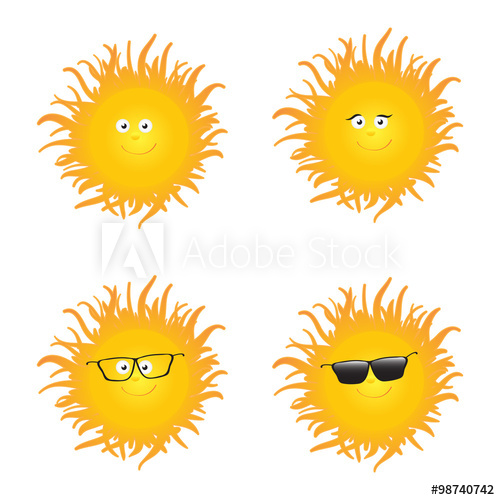 500x500 Set Of Funny Smiling Sun Vector Illustration
