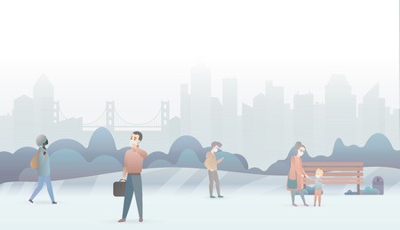 450x259 Sad People Suffer From Air Pollution And Wear Protective Masks