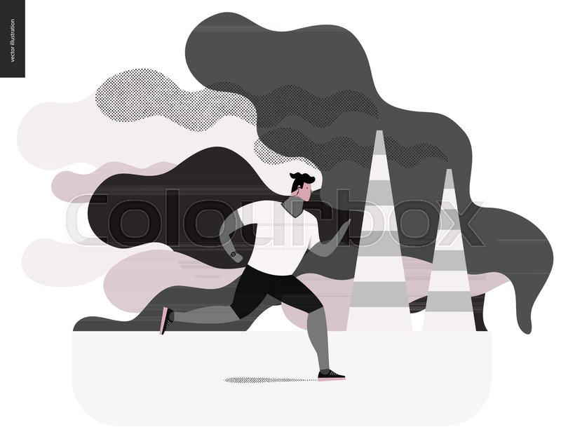 800x626 Young Man Running In Smog, Stock Vector Colourbox