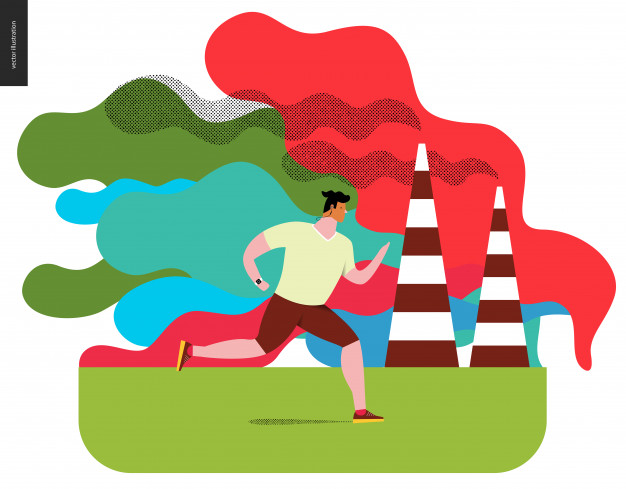 626x489 Young Man Running In Smog Vector Premium Download