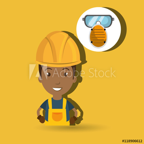 500x500 Man Worker Mask Smog Vector Illustration Design