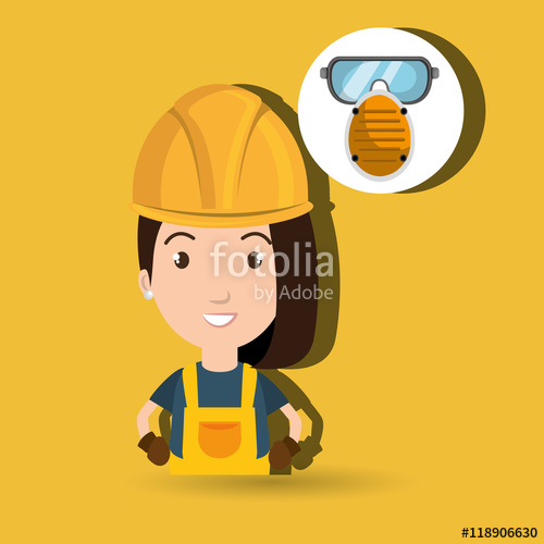 500x500 Woman Worker Mask Smog Vector Illustration Design Stock