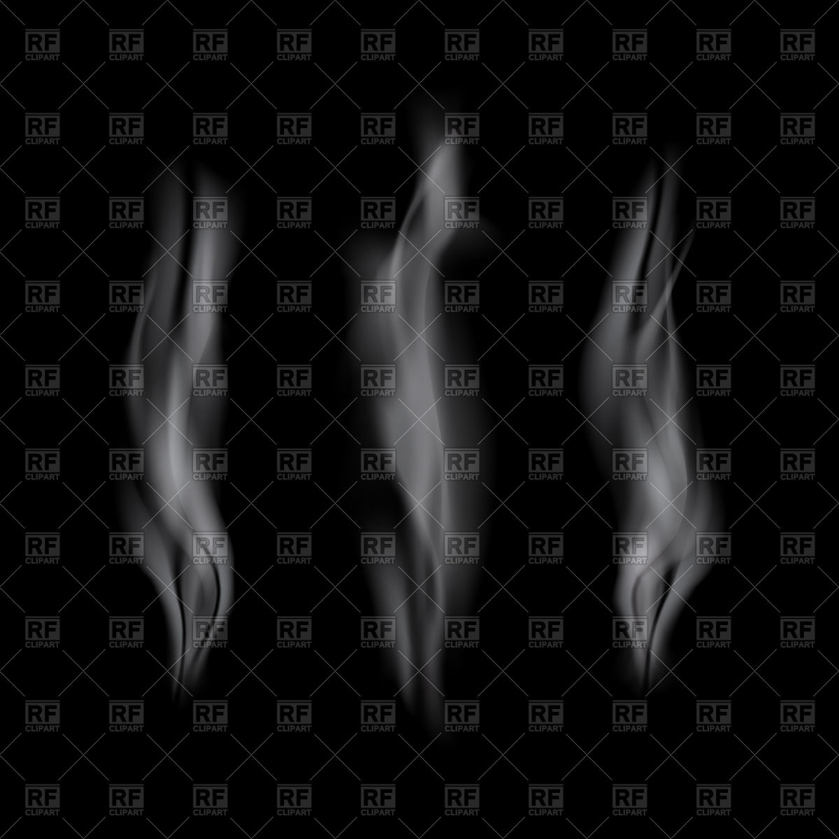1200x1200 White Smoke Set Over Black Background Vector Image Of Icons