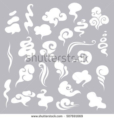 450x470 Set Of Smoke, Clouds, Fog And Steam Cartoon Vector Illustration