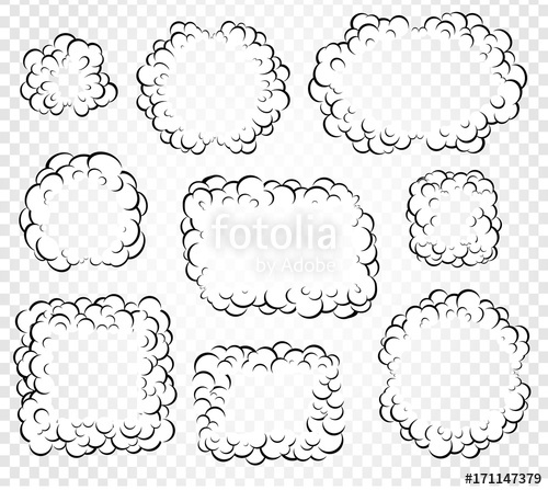 500x447 Set Of Isolated Cartoon Speech Bubbles, Frames Of Smoke Or Steam