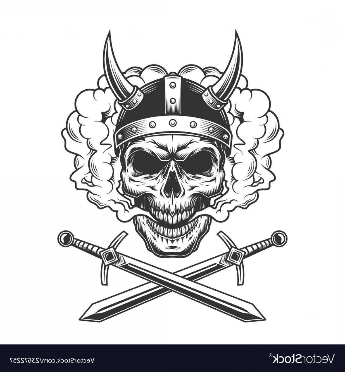 1200x1296 Viking Skull In Smoke Cloud Vector Handandbeak