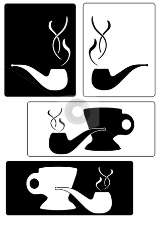 318x450 Silhouette Smoking Pipe Tags Stock Vector