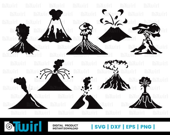 570x454 Volcano Lava Smoke Silhouette Mountian Clipart Etsy