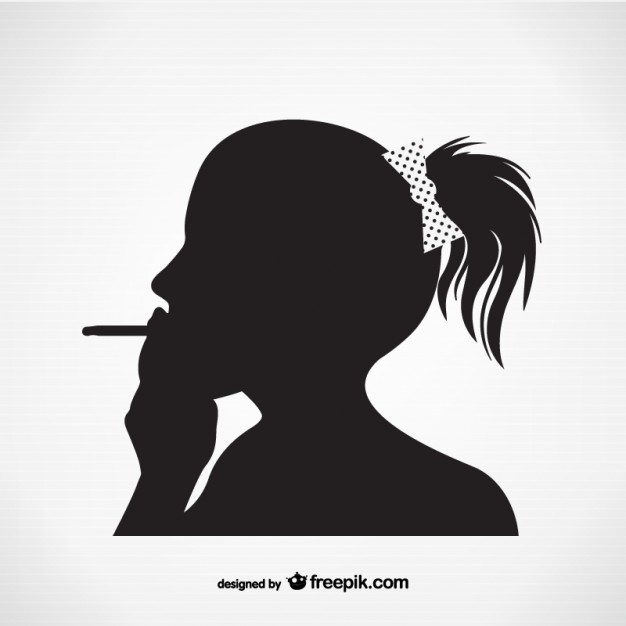 626x626 Woman Smoking Silhouette Vector Free Download