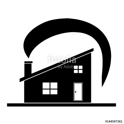 500x500 Black House Silhouette Vector With Chimney And Smoke