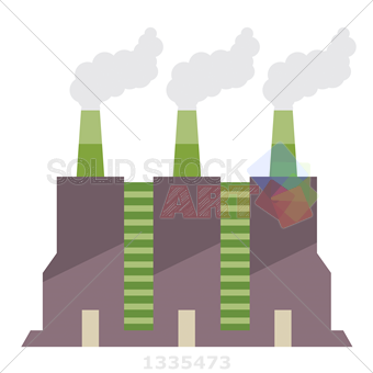 340x340 Stock Illustration Of Factory Building With Smoke Stacks Vector