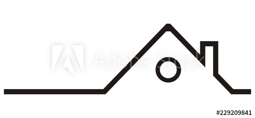 500x232 Silhouette Of House, Roof With Smokestack, Vector Icon