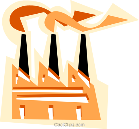 480x445 Factory Smoke Stacks Royalty Free Vector Clip Art Illustration