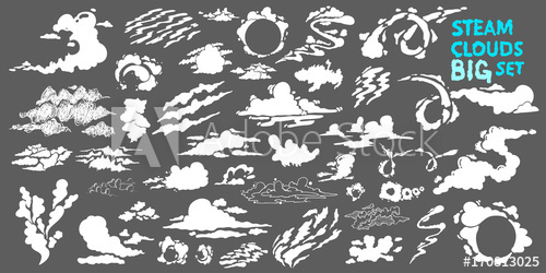 Steam Clouds Big Set Fog Flat Isolated Clipart For Advertising 500x250 Steam Clouds Big Set Fog Flat Isolated Clipart For Advertising