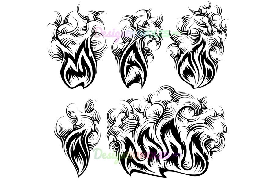 Vector Fire Smoke Spurt Flame Burning Monochrome Ink Icon Set 900x600 Vector Fire Smoke Spurt Flame Burning Monochrome Ink Icon Set