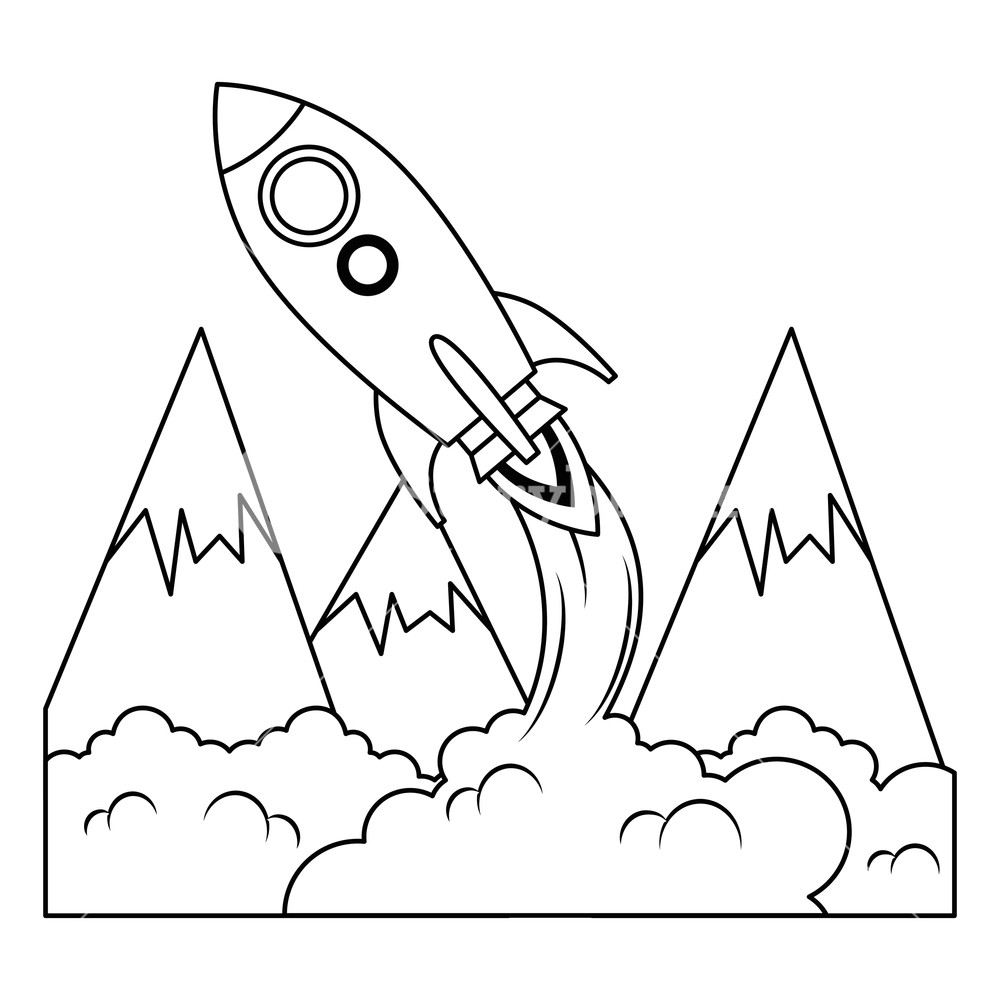 1000x1000 Rocket Start Up With Smoke Vector Illustration Design Royalty Free