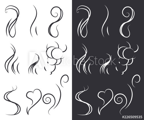 500x417 Steam And Smoke Vector Line Icons Set Isolated On White And Black
