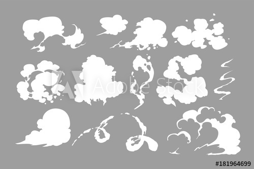 500x334 Steam Clouds Set Cartoon White Smoke Vector Illustration Fog