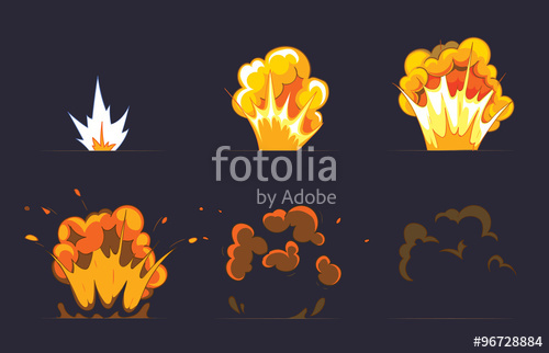 500x322 Cartoon Explosion Effect With Smoke Vector Animation Frames
