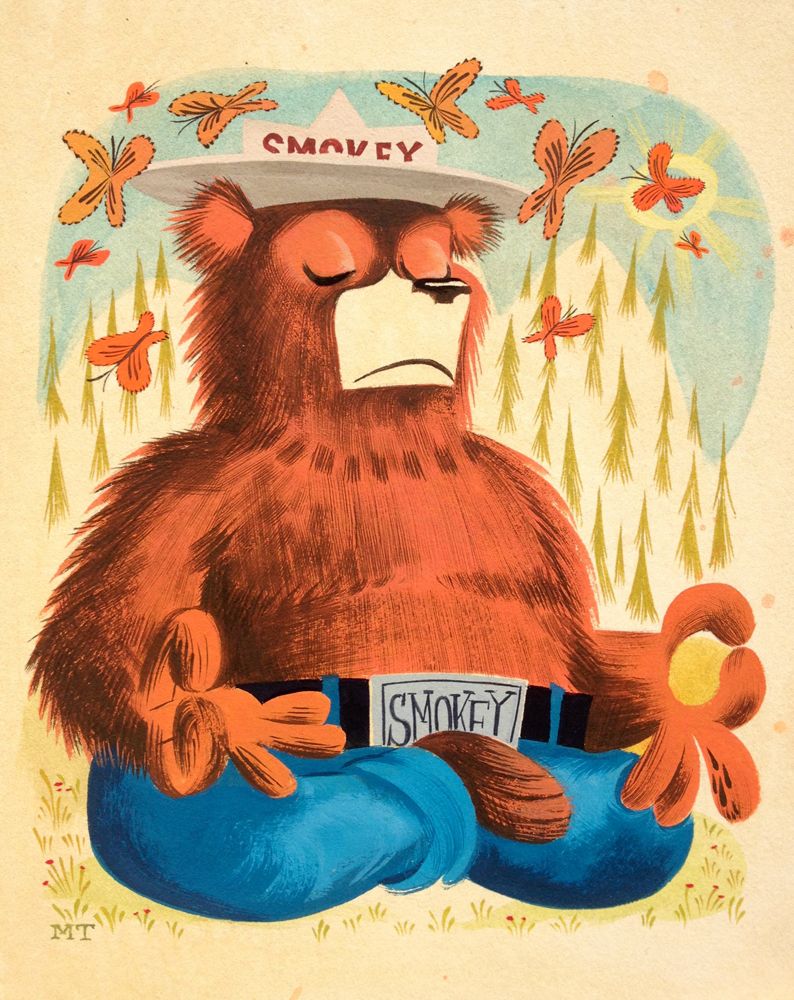 794x1000 Even Smokey The Bear Meditates Illustrations Smokey