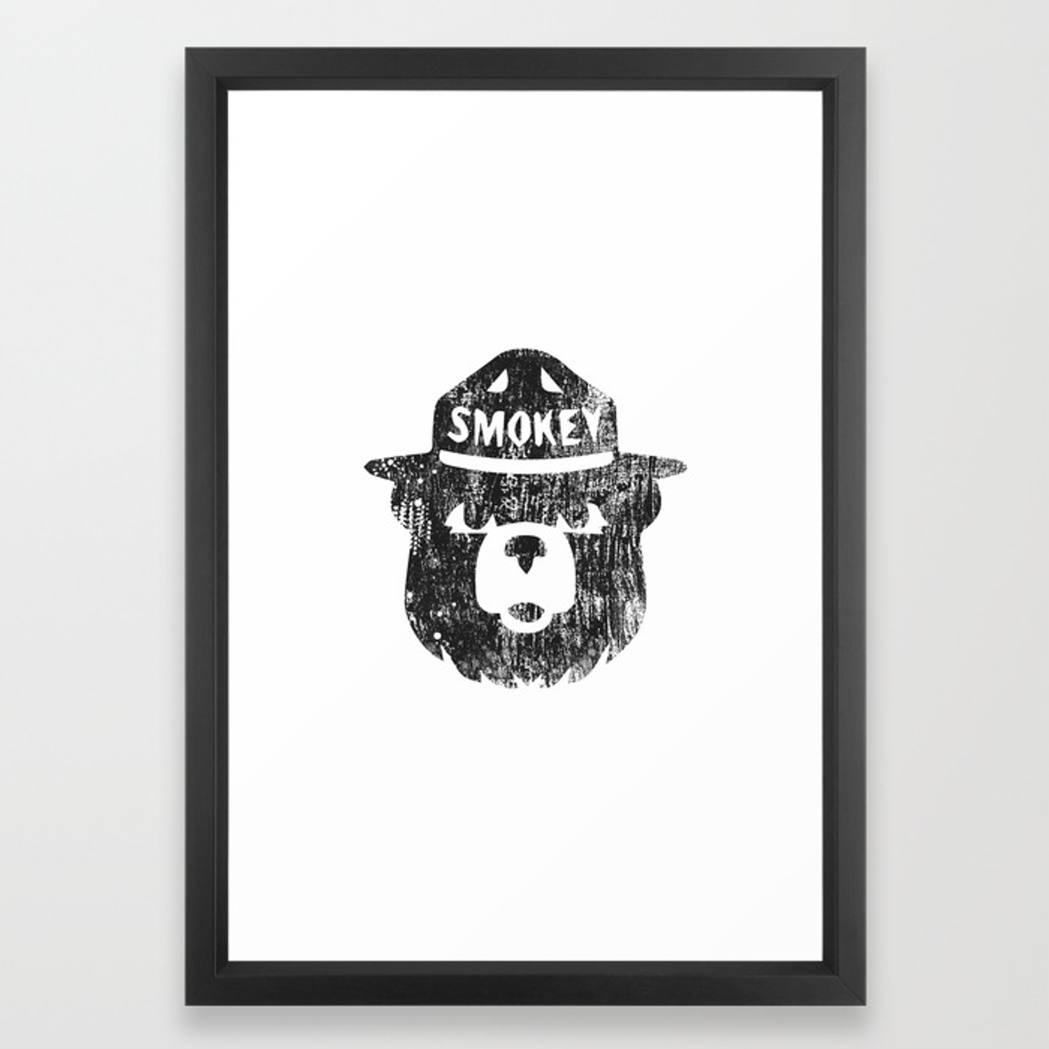 1500x1500 Smokey Bear Distressed Logo Framed Art Print