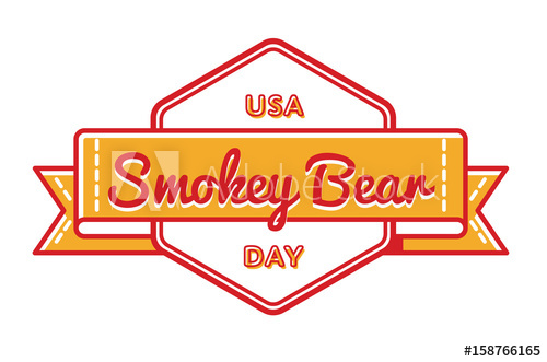 500x331 Usa Smokey Bear Day Emblem Isolated Vector Illustration On White