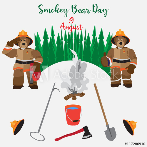 Poster Smokey Bear Day Vector Card 500x500 Poster Smokey Bear Day Vector Card