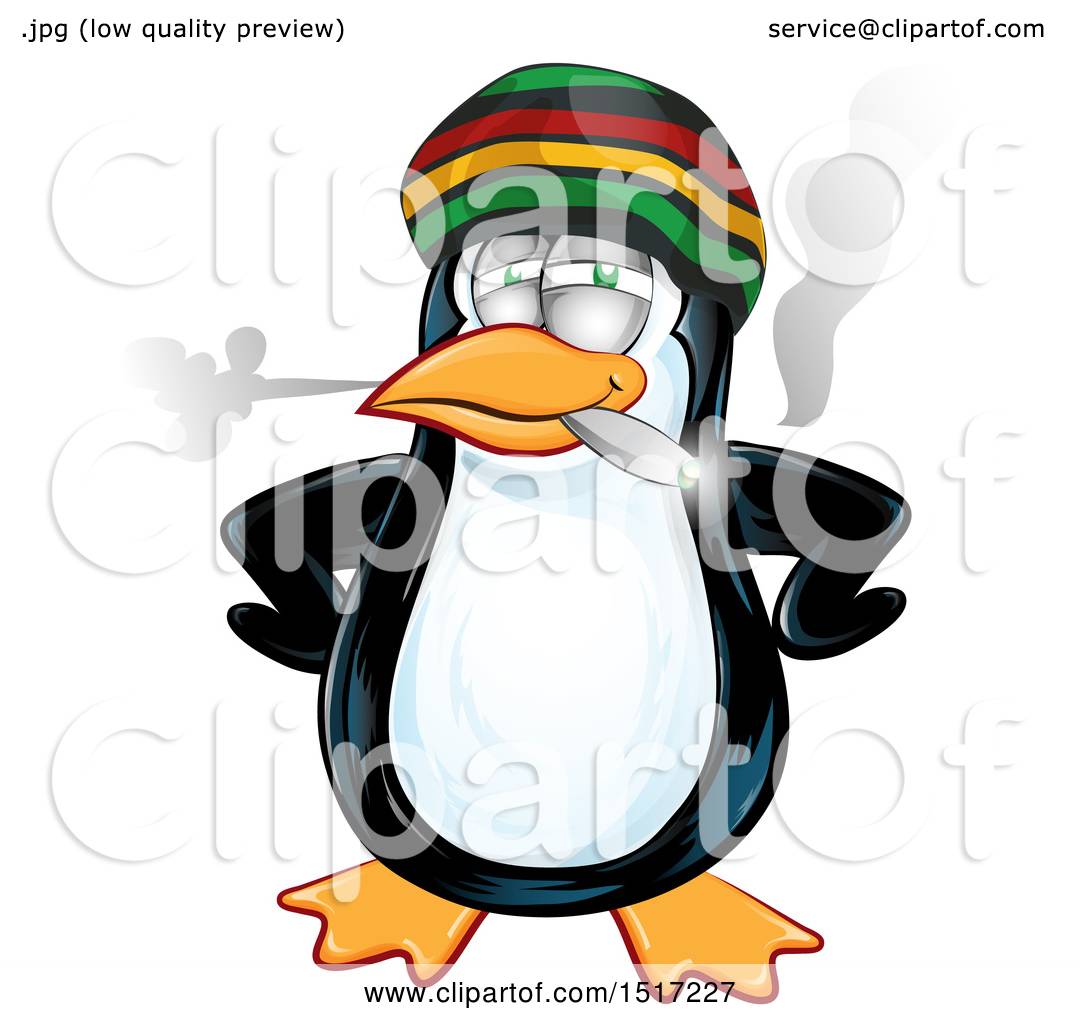 1080x1024 Clipart Of A Jamaican Rasta Penguin Smoking A Joint