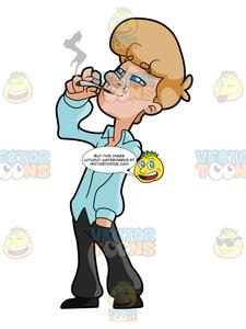 225x300 Man With Light Brown Hair Standing And Smoking A Joint Clipart
