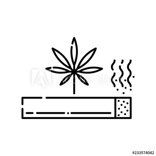 500x500 Marijuana Rolled Cigarette With Smoke Line Icon Isolated On White