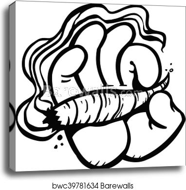 382x390 Cartoon Hand Holding Pot Joint, Canvas Print Barewalls Posters