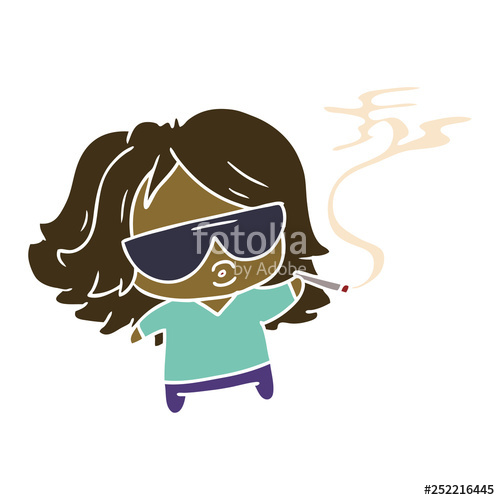 500x500 Cartoon Cute Kawaii Smoking A Joint Stock Image And Royalty Free