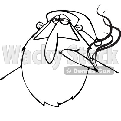 400x400 Clipart Of A Black And White Stoned Christmas Santa Claus Smoking