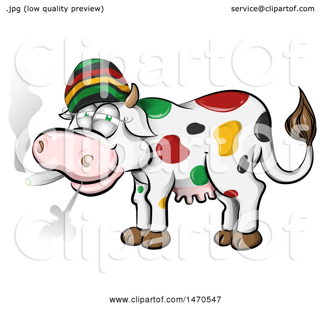 1080x1024 Clipart Of A Jamaican Rasta Cow Smoking A Joint