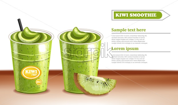 623x368 Kiwi Smoothie Vector Realistic Detailed Cocktail Refreshment