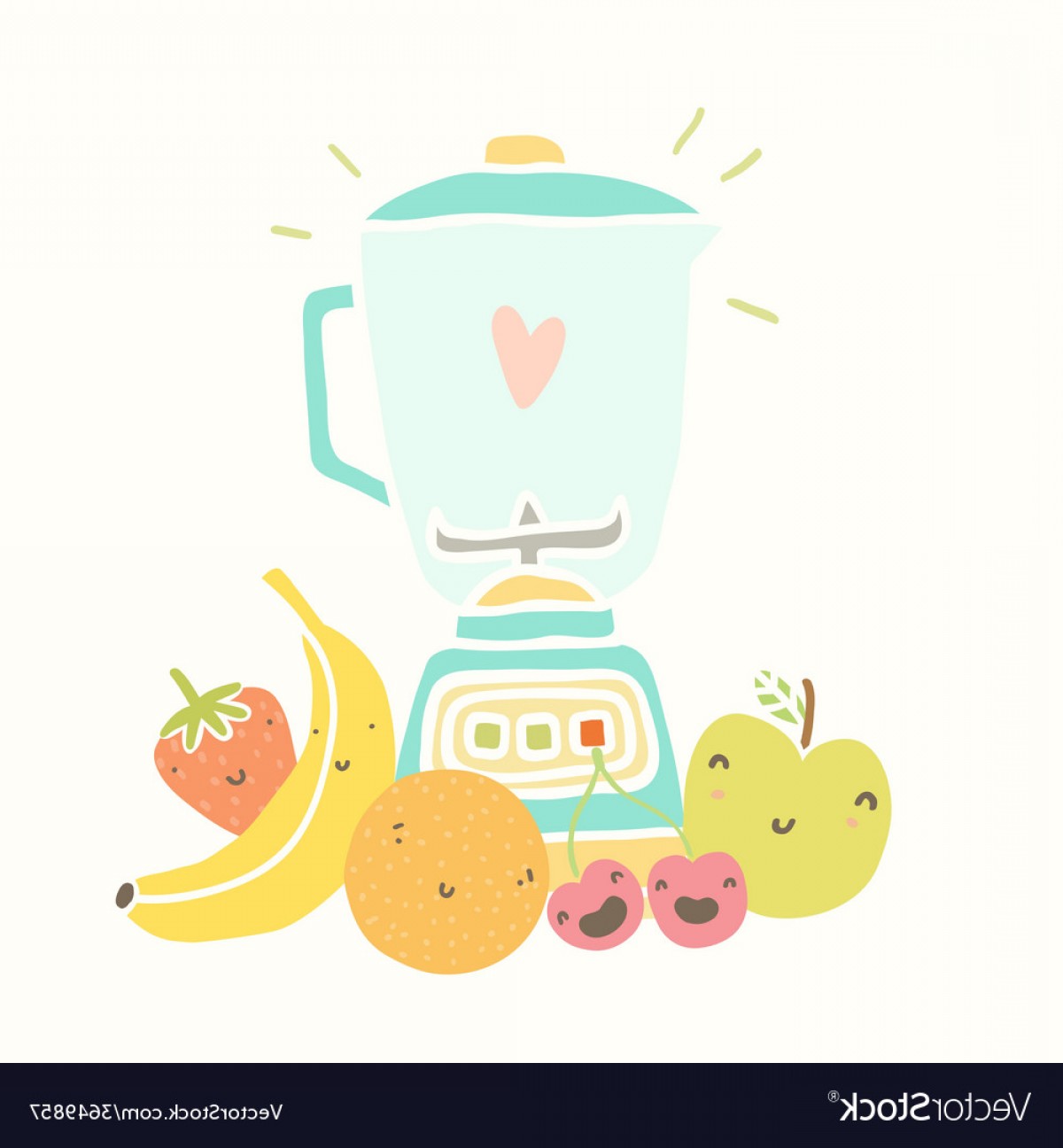 1200x1296 Blender And Funny Fruits For Smoothie Vector Soidergi