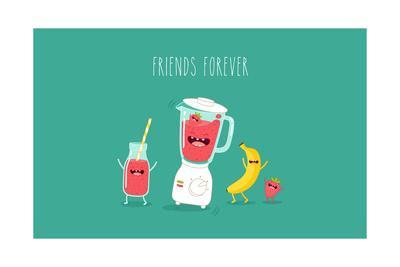 400x267 Blender Making Fruits Smoothie Vector Illustration Art Print