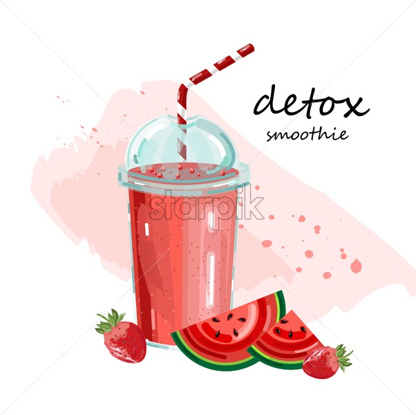 602x600 Detox Watermelon Smoothie Vector Cocktail Drinks Fresh Juicy