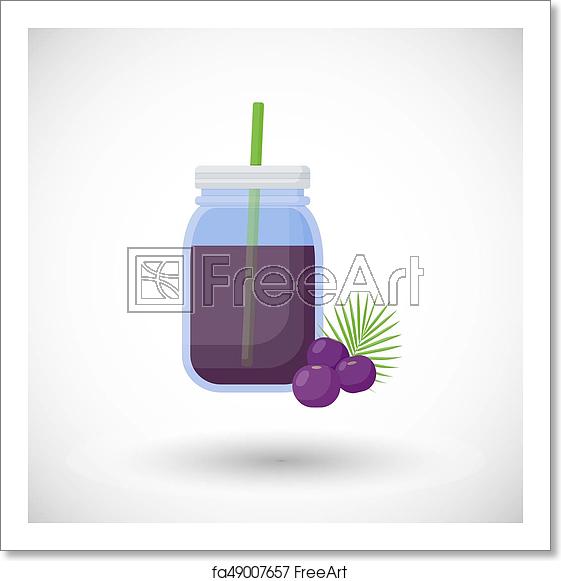 561x581 Free Art Print Of Acai Berries Smoothie Vector Flat Icon Acai